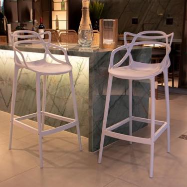 Imagem de Kit 2 Banquetas Altas 109cm | Polipropileno 100% | Altura do Assento 77cm | Suporte 120kg(Branca)