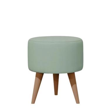 Imagem de Puff Redondo Luxo para Quarto ou Sala – Banqueta Estilo Penteadeira Decorativa(Apollo Verde)