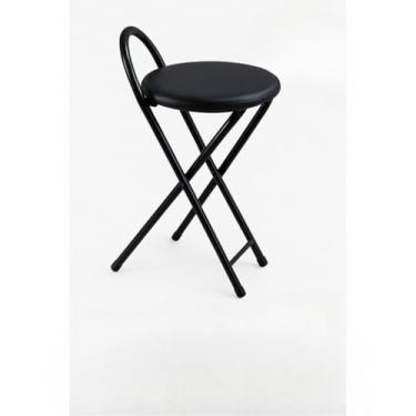 Imagem de Banqueta Alta, Kit Banquetas DobráVeis Estofadas Pretas – Suporta 100kg, Ideal para Camping e Pesca(2 BANQUETA ALTA 70CM)