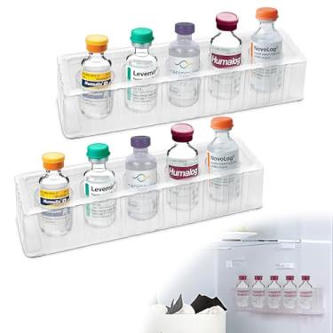Imagem de Leng Ke Suporte de armazenamento de insulina para geladeira - Suporte protetor de frasco de peptídeo de 10 ml para parede de geladeira, compatível com frascos U-100 de 24 mm (0,94 polegadas) de