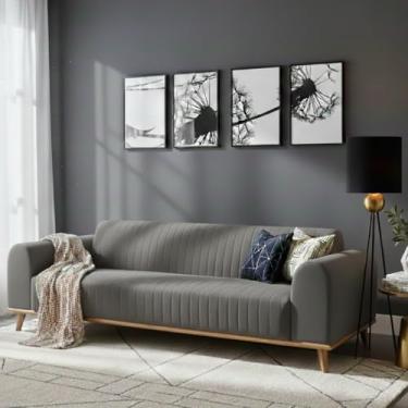 Imagem de Sofá Living Átila, 2,10 Metros, Design Retrô. (Veludo - Grafite)