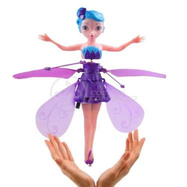 Imagem de Boneco Princesa Aerocraft Fada Voadora Roxo 19Cm C/ Luz