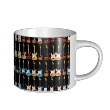 Imagem de ZERAOKE Estampa de guitarra artística - Caneca de cerâmica grande para café, grande capacidade para escritório e casa, pode ser lavada na lava-louças, design com alça em C.