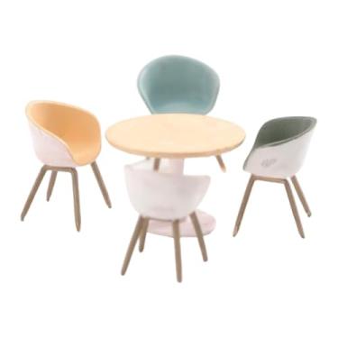 Imagem de menolana Conjunto de mesa e cadeiras em miniatura na escala 1/64, modelo de mobília em miniatura para decoração, conjunto criativo de mesa e cadeiras modernas, Style a