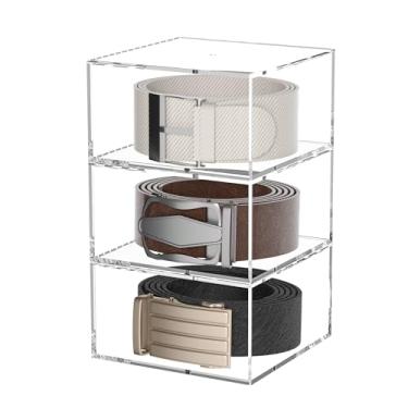 Imagem de Hongtuocb Organizador de cinto de acrílico quadrado transparente de 3 camadas para armário, suporte de cinto para acessórios, cachecóis, gravatas, joias, pulseiras, solução de armazenamento que