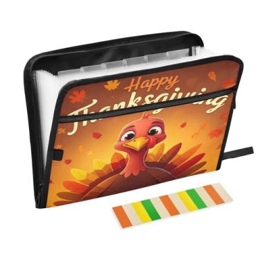 Imagem de CEBUGI Pasta expansível de 13 bolsos, impermeável, sanfonada, organizador de arquivos com etiquetas tamanho A4, organizador de documentos de papel para escola, material de escritório, peru fofo