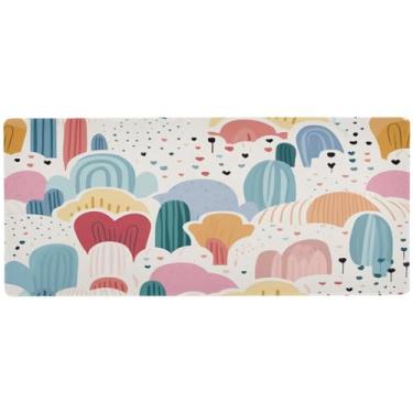 Imagem de Wassud Tapete de mouse com padrão colorido para jogos com base de borracha antiderrapante, mouse pad longo para teclado de computador com borda costurada, almofada grande à prova d'água para