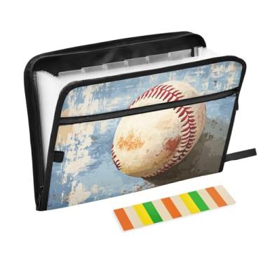 Imagem de CEBUGI Pasta expansível de 13 bolsos, impermeável, sanfonada, organizador de arquivos com etiquetas tamanho A4, organizador de documentos de papel para escola, material de escritório, beisebol