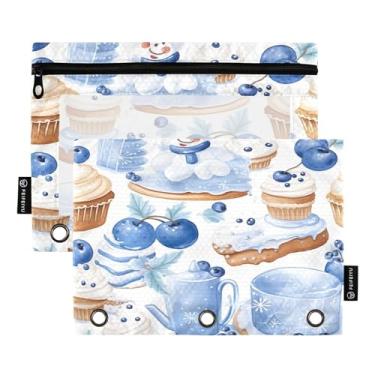 Imagem de Wassud Blue Cookies Pacote com 2 Pastas de Fichário Pastas de Bolso com 3 Furos, Pasta Organizadora de Fichários para Casa, Escritório