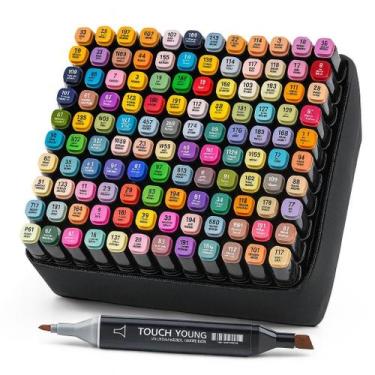 Imagem de Kit 120 Canetinhas Marcador Escolar Profissional Ponta Dupla - LUYKE