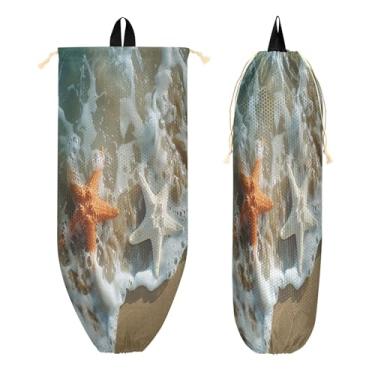 Imagem de xigua Linda bolsa de plástico de praia suporte de parede com cordão 1 pacote, organizador de sacolas de supermercado reutilizável para bolsas, meias, roupas íntimas e gravatas