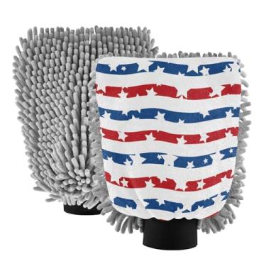 Imagem de STAYTOP Luvas de lavagem de carro Independence Day, 2 peças, luvas de microfibra de chenille, sem arranhões, panos de esponja de lavagem ultra absorventes para carros, limpeza doméstica - G