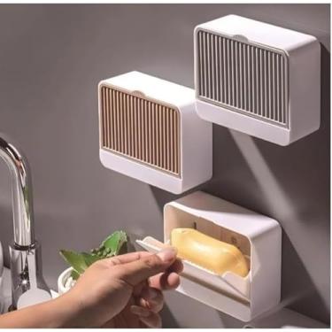 Imagem de Kit Saboneteira de Parede com Adesivo Porta Sabonete Duplo Suporte Organizador para Banheiro Sem Furos (2 Unidades)