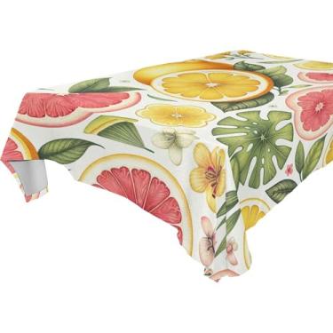 Imagem de Burbuja Toalha de mesa de frutas tropicais, toalha de mesa quadrada anti-rugas grossa para decoração de jantar, cozinha, festa, 137 x 137 cm
