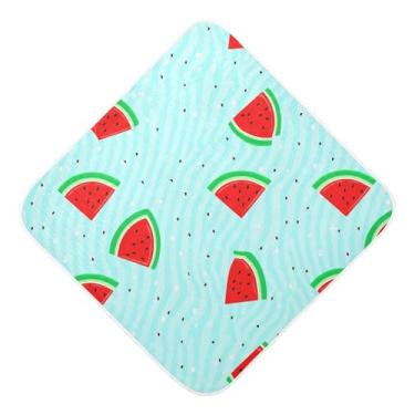 Imagem de Burbuja Toalha de banho de bebê com fatias de melancia - Toalha com capuz de musselina macia e absorvente para recém-nascido, 76 x 76 cm