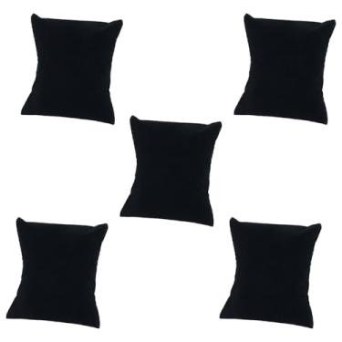 Imagem de BLLNDX 5 peças de almofadas de exibição de pulseira de veludo preto 7,5 x 8,3 cm almofadas de exibição de pulseira de relógio bandeja de armazenamento de joias com enchimento de algodão macio