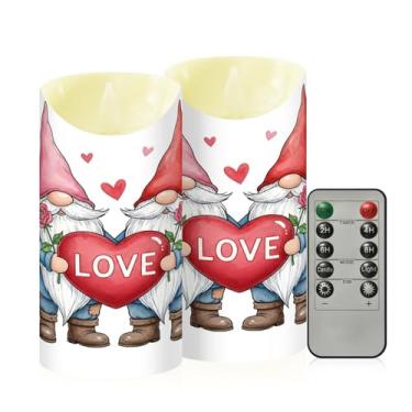 Imagem de Wassud Pacote com 2 lindos gnomos velas sem chama com controle remoto, velas realistas cintilantes com temporizador, velas decorativas para Natal, casamento, festa, decoração de casa média