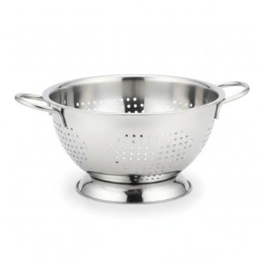 Imagem de Escorredor de Massa em Aço Inox 24 cm – Passador de Macarrão com Alças Confortáveis e Estrutura Leve