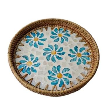 Imagem de Fruteira Disco de emenda de casca simples, prato de frutas, café da manhã, pão, dim sum, cesta de frutas Decoração de mesa(Basket colored flowers)