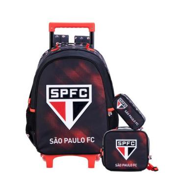 Imagem de Kit São Paulo Time Mochila Rodas + Lancheira + Estojo Duplo - Xeryus