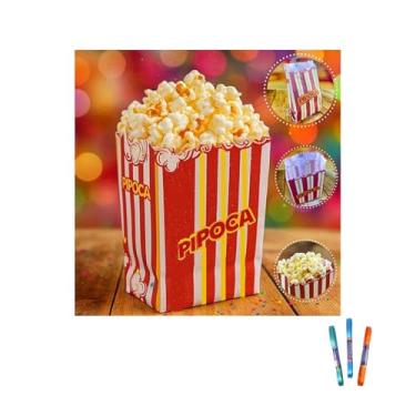 Imagem de Kit Saco Para Pipoca Dec. 032 P Com 100 Unidades + Fita Cetim 7mm x 10 Metros