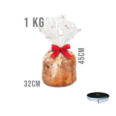 Imagem de Kit Saco Panetone 14x23cm 100g C/10 E Fita Cetim 50mmx10m