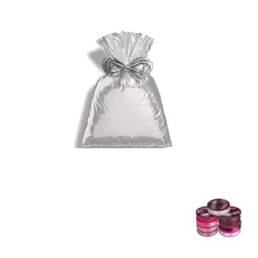 Imagem de Kit Saco Metalizado 25x37cm com 50 Unidades e Fita de Cetim 22mm x 50 Metros