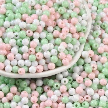 Imagem de Contas de pônei coloridas de 10 g para pulseiras da amizade 4 mm contas redondas redondas espaçadoras redondas para artesanato faça você mesmo, colar, brinco, chaveiro, fabricação de joias