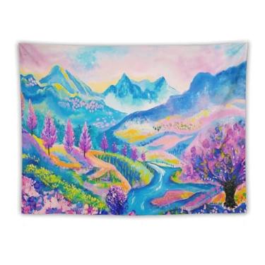 Imagem de Bola de discoteca em cacto rosa deserto paisagem tapeçaria de parede retrô boho decoração arte caprichosa para sala de estar quarto dormitório brincalhão oeste pendurado acento cena vibrante 60 x 80