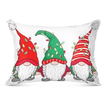 Imagem de Gnomos de Natal fofos capa de almofada felpuda de Natal com zíper para o corpo fronha padrão queen king decoração de casa, king size, 50,8 cm x 101,6 cm