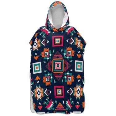 Imagem de Joisal Poncho de surfe trocador de roupão adulto praia banho com capuz toalhas vestíveis retrô azul marinho masculino poncho com capuz