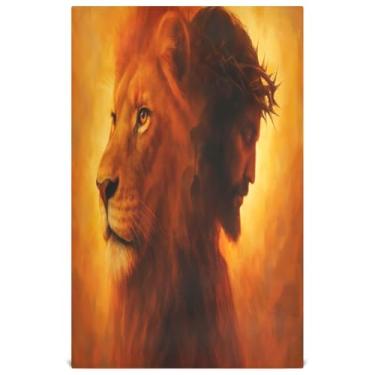 Imagem de Joisal Toalhas de prato decorativas verdes para cozinha leão rosto humano toalhas de mão chá legal pano de limpeza fofo absorvente macio 45 x 71 cm, 4 pacotes com 4