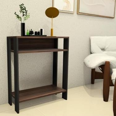 Imagem de Mesinha Aparador Moderna em MDF – Mesa de Apoio Estreita para Sala, Quarto e Escritório (PRETO E TABACO)