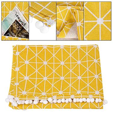 Imagem de GLOGLOW Tampa de Geladeira de Linho para Talheres, Amarelo, Protetor à Prova de Poeira para Máquina de Lavar e Freezer, 21,7 X 51,2 e 27,6 X 66,9 Polegadas de Algodão Multiuso Nan (55 * 130cm 51x21