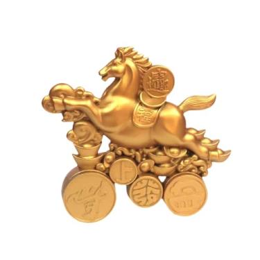 Imagem de Baoblaze Estatueta de Cavalo Compacta para Decoração do Ano Chinês de 2026, Ornamento Giratório de Cavalo do Zodíaco para Estante e Sala de Estar