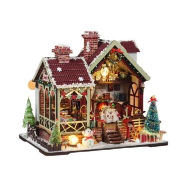 Imagem de Casa De Bonecas Miniatura Natalina Quente Com Caixa De Música, Kit DIY
