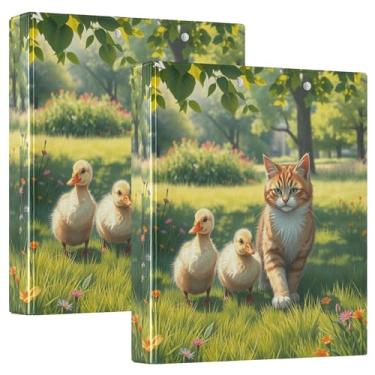 Imagem de Fichários Cat Walk Duck de 3 cm com 3 argolas para 200 folhas, portfólio fofo, anel redondo, fichário de apresentação, 31,5 x 27 x 6 cm, pacote com 2
