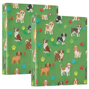 Imagem de Fichários de 3 anéis com estampa de patas coloridas de desenhos animados personalizados, 3 polegadas, 200 folhas, anel redondo fofo, fichário de apresentação, 31,5 x 27 x 6 cm, pacote com 2