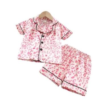 Imagem de Conjunto De Pijama Infantil Unissex Com Estampa De Leopardo, Camiseta 