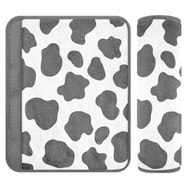Imagem de Joitme Almofada de cinto de segurança padrão de vaca leiteira, dois pacotes, capas de cinto de segurança macias, adequadas para vários usos, capa de alça de carrinho de bebê