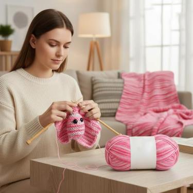 Imagem de 1 peça de fio de crochê de 165 m macio, vários fios, faça você mesmo, artesanato, suéter, cachecol, cobertor, chapéu, acessórios de costura para casa (flor de cerejeira rosa)