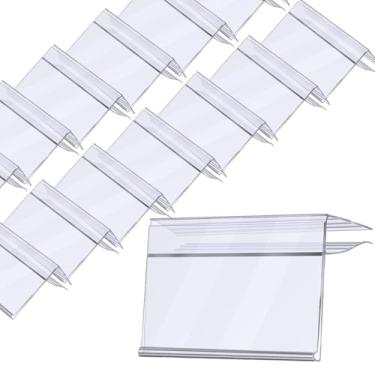 Imagem de 100 peças de suporte de etiquetas de prateleira de plástico transparente etiquetas de prateleira para prateleiras de arame prateleiras de vidro de madeira de 0,5 a 0,4 polegadas etiquetas de preço