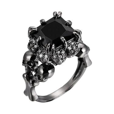 Imagem de Anel De Caveira Dourado Com Revestimento Preto Para Homens E Mulheres,