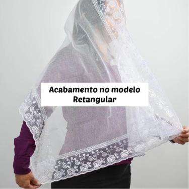 Imagem de Véu Ccb Adulto Renda Larga Floral Organza Congregação Cristã no Brasil