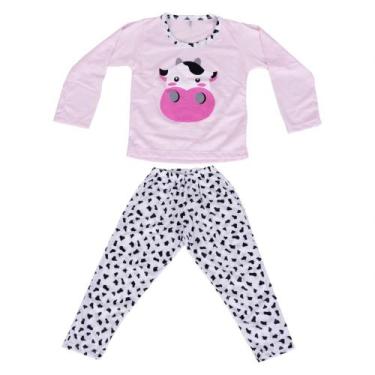 Imagem de Pijama Longo Infantil Cor:Rosa/VaquinhaTamanho:G - Miidian Lingerie, R
