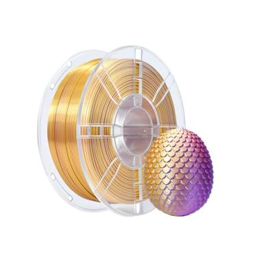 Imagem de iBOSS Filamento PLA+ de seda 1,75 mm ouro roxo dupla cor PLA Plus filamento de impressora 3D 2 em 1 coextrusão 1 kg carretel (1.0 kg) filamento de impressão 3D precisão dimensional +/- 0,02 mm serve