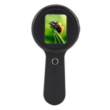 Imagem de Heayzoki Microscópio Portátil para Crianças, Microscópio Digital Portátil 200X Com Tela de 2 Polegadas, Lupa Com 16 Luzes LED para Reparo de Circuitos Científicos Educacionais (Preta)