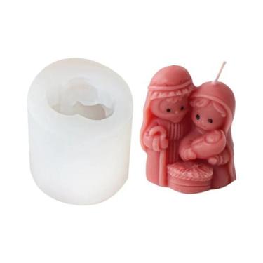 Imagem de Molde De Silicone Para Cena De Natal 3D Mini Família Jesus Epóxi Vela 