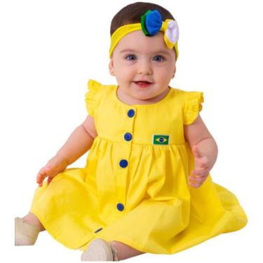 Imagem de Vestido de Bebê Roupa Menina Infantil Com Tiara 100% Algodão - Mundo N