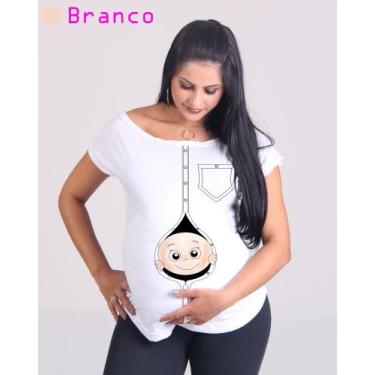 Imagem de Camiseta Bata Canoa Chá De Bebê Mãe gestante - Balisarts, Pele branca,